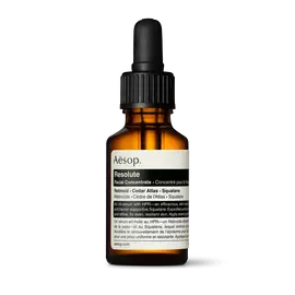 Resolute Facial Concentrate in an amber glass bottle